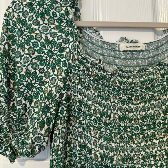 Max Studio Green/White Pattern Dress Large - Picture 3 of 3